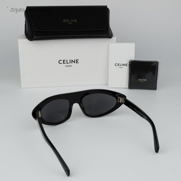 BRAND NEW Celine CL40261I 01A Black Dark Grey Wraparound Unisex Sunglasses - Picture 4 of 8